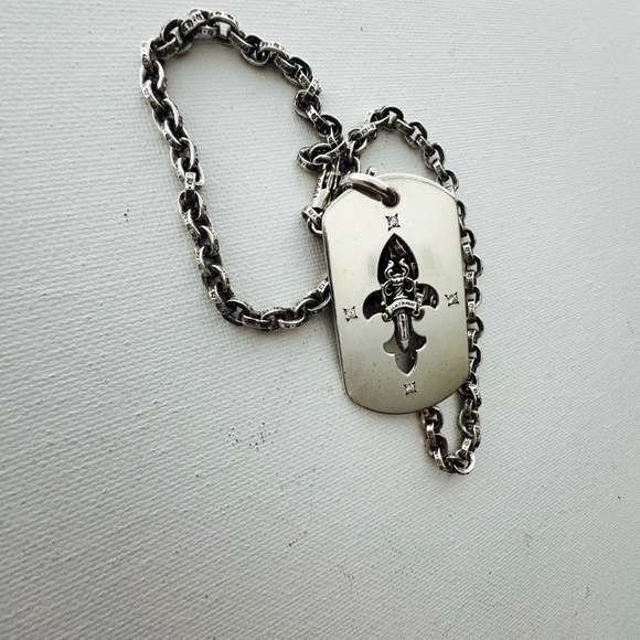 Chrome Hearts 4 diamond pendant & 24" paper-chain necklace - Picture 5 of 13